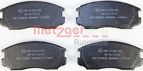 Metzger 1170294 - Тормозные колодки, дисковые, комплект unicars.by