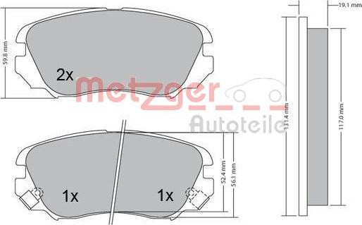 Metzger 1170291 - Тормозные колодки, дисковые, комплект unicars.by