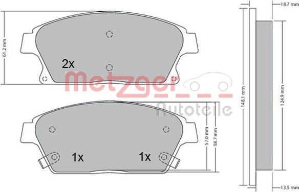 Metzger 1170292 - Тормозные колодки, дисковые, комплект unicars.by