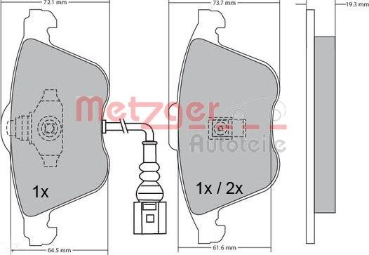 Metzger 1170263 - Тормозные колодки, дисковые, комплект unicars.by