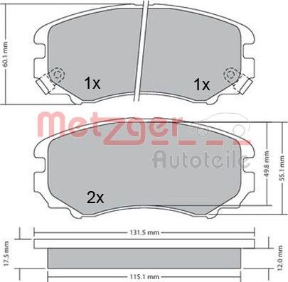 Metzger 1170262 - Тормозные колодки, дисковые, комплект unicars.by