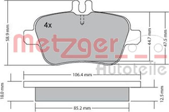 Metzger 1170204 - Тормозные колодки, дисковые, комплект unicars.by