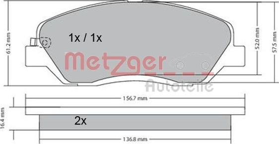 Metzger 1170205 - Тормозные колодки, дисковые, комплект unicars.by