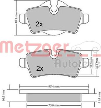 Metzger 1170201 - Тормозные колодки, дисковые, комплект unicars.by