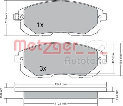 Metzger 1170208 - Тормозные колодки, дисковые, комплект unicars.by