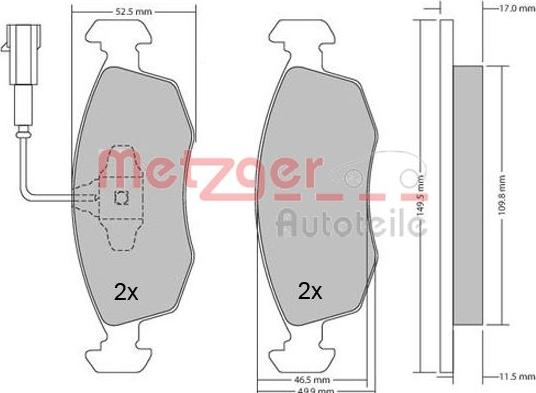 Metzger 1170202 - Тормозные колодки, дисковые, комплект unicars.by