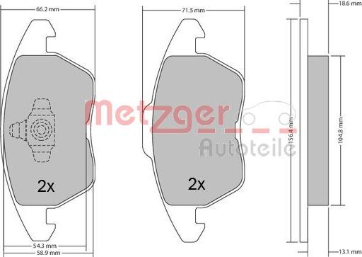 Metzger 1170211 - Тормозные колодки, дисковые, комплект unicars.by