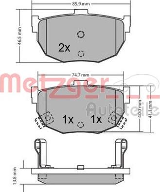 Metzger 1170212 - Тормозные колодки, дисковые, комплект unicars.by