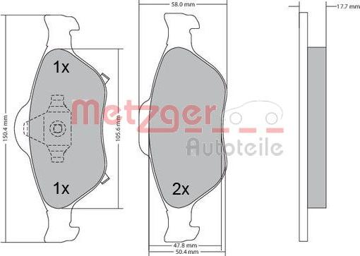 Metzger 1170287 - Тормозные колодки, дисковые, комплект unicars.by