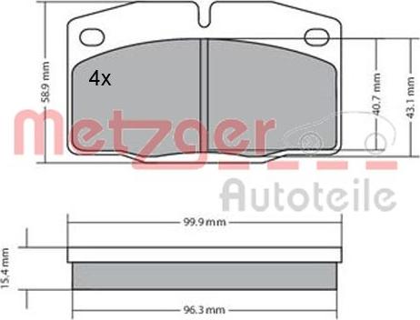 Metzger 1170234 - Тормозные колодки, дисковые, комплект unicars.by