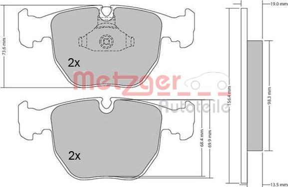 Metzger 1170238 - Тормозные колодки, дисковые, комплект unicars.by