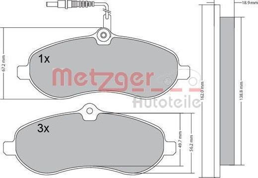 Metzger 1170228 - Тормозные колодки, дисковые, комплект unicars.by