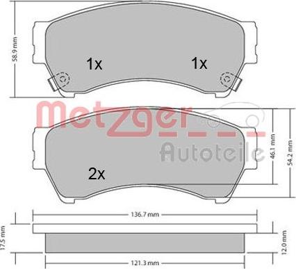 Metzger 1170270 - Тормозные колодки, дисковые, комплект unicars.by