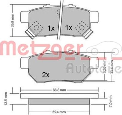 Metzger 1170272 - Тормозные колодки, дисковые, комплект unicars.by