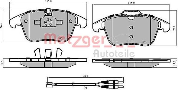 Metzger 1170773 - Тормозные колодки, дисковые, комплект unicars.by