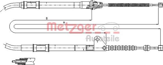 Metzger 17.1413 - Тросик, cтояночный тормоз unicars.by