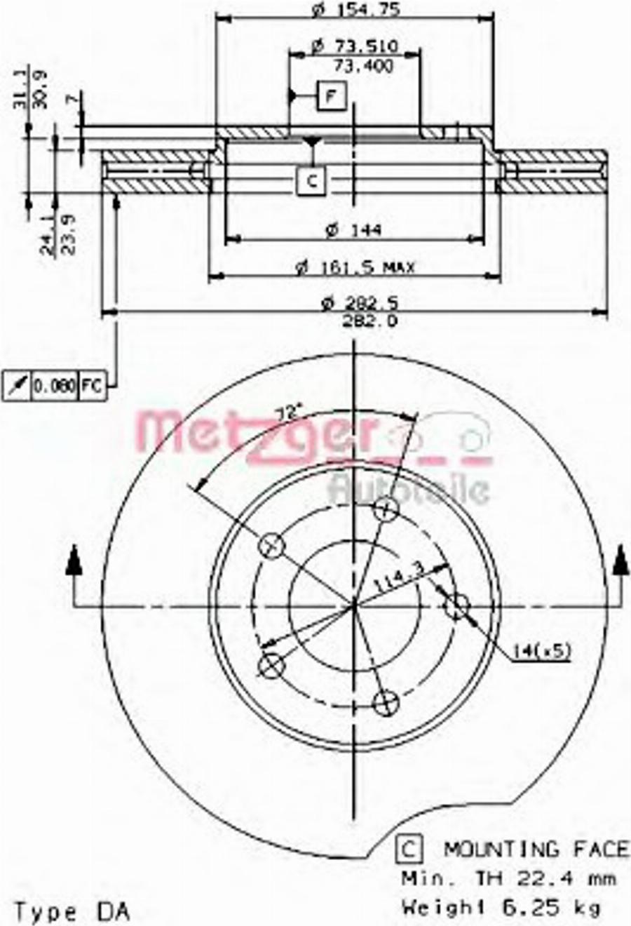 Metzger 24493 - Тормозной диск unicars.by