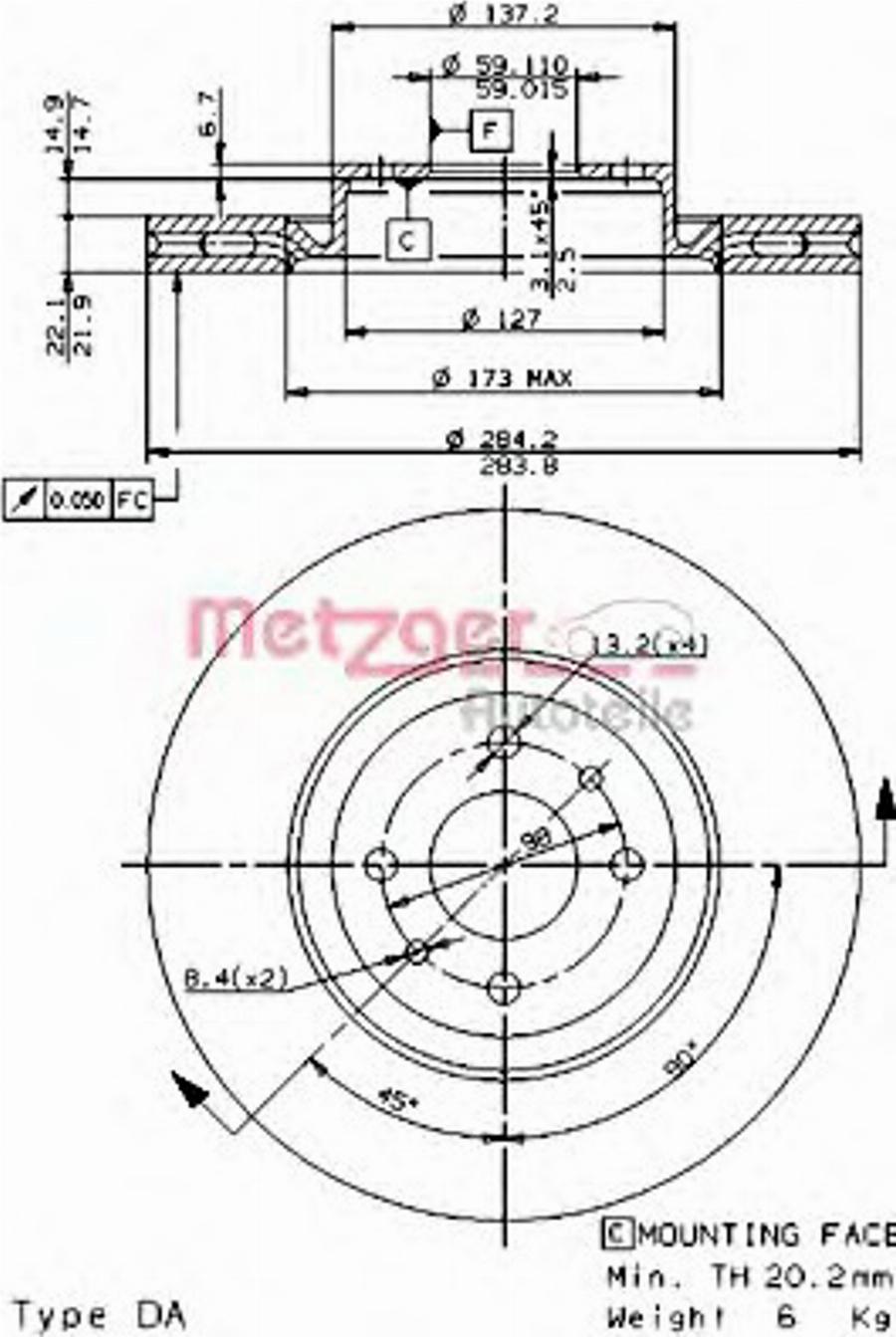 Metzger 24242E - Тормозной диск unicars.by