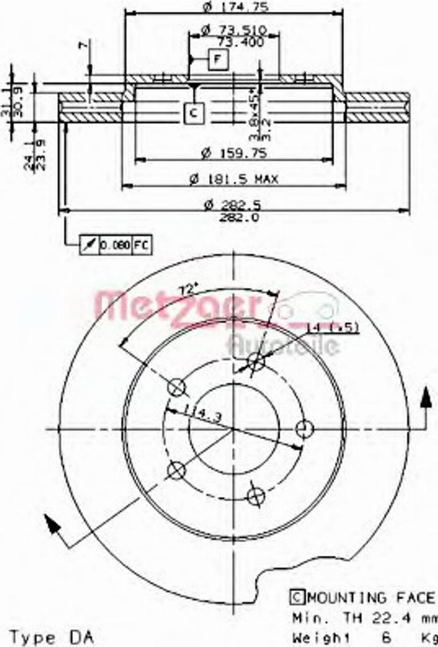 Metzger 24727E - Тормозной диск unicars.by