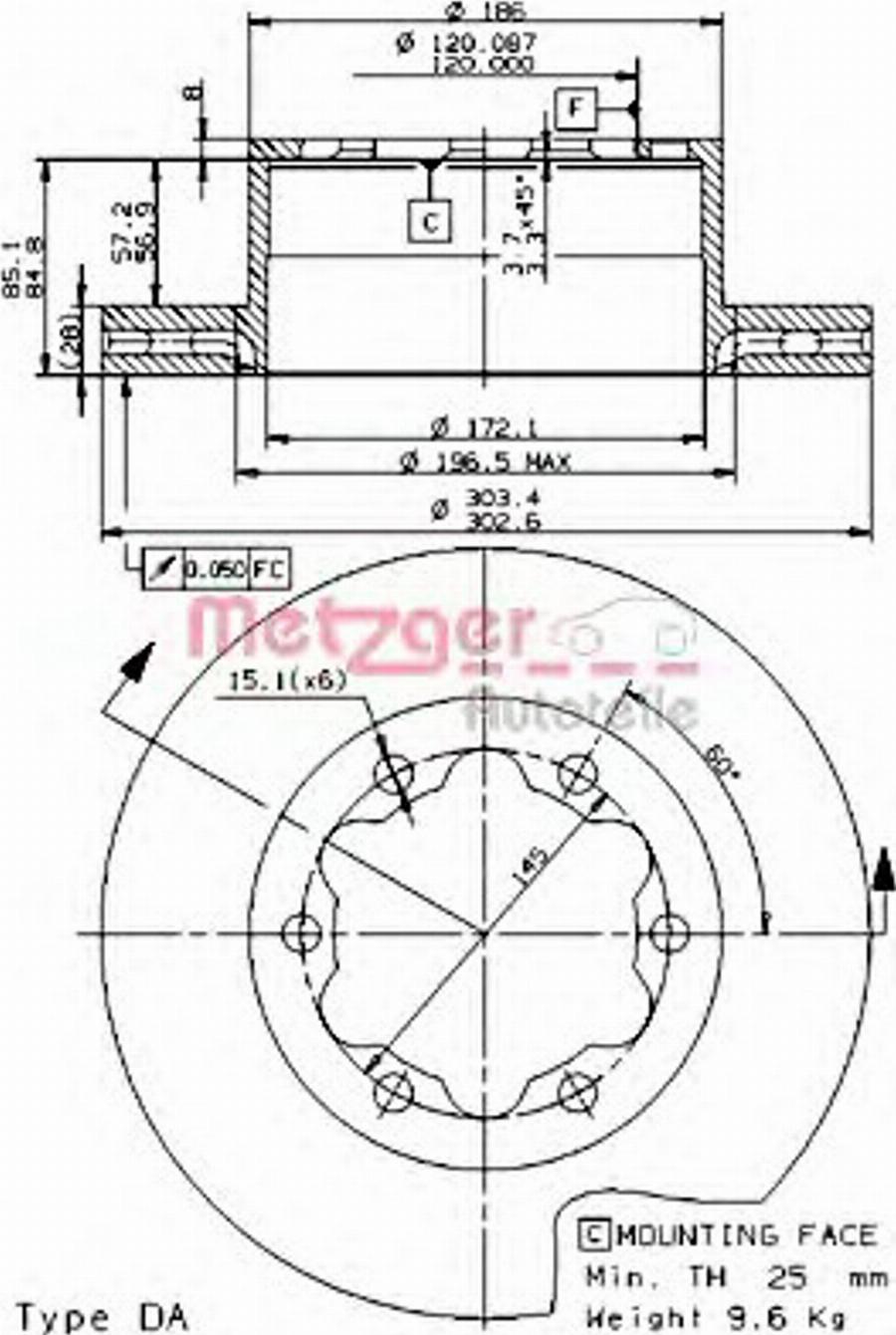 Metzger 25054 E - Тормозной диск unicars.by