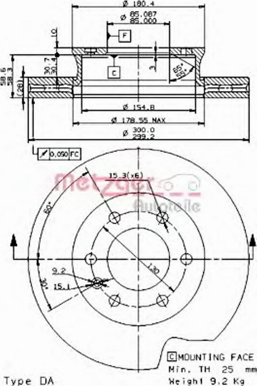 Metzger 25053 E - Тормозной диск unicars.by