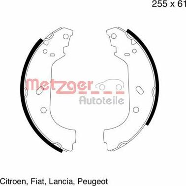 Metzger MG 600 - Комплект тормозных колодок, барабанные unicars.by