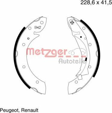 Metzger MG 634 - Комплект тормозных колодок, барабанные unicars.by