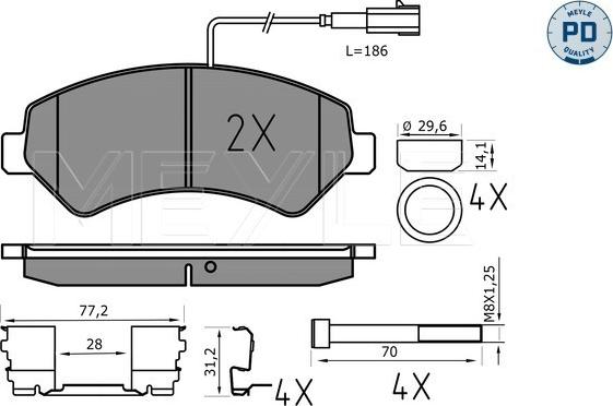 Meyle 025 244 6619-1/PD - Тормозные колодки, дисковые, комплект unicars.by