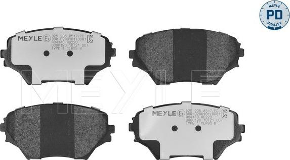 Meyle 025 235 8517/PD - Тормозные колодки, дисковые, комплект unicars.by