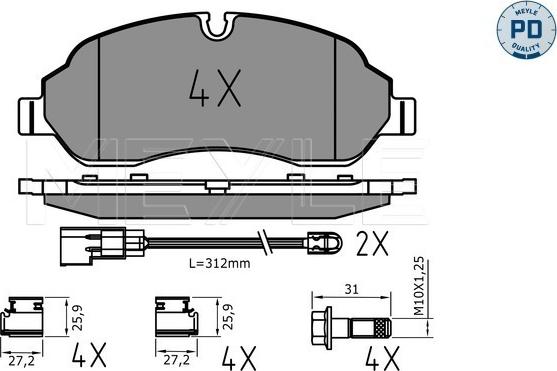 Meyle 025 220 3417/PD - Тормозные колодки, дисковые, комплект unicars.by