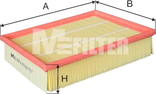 Mfilter K 173 - Воздушный фильтр, двигатель unicars.by