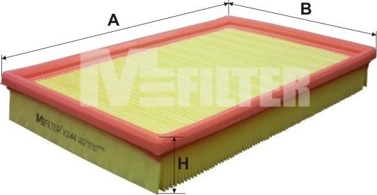 Mfilter K 244 - Воздушный фильтр, двигатель unicars.by