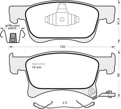 Valeo 302462 - Тормозные колодки, дисковые, комплект unicars.by