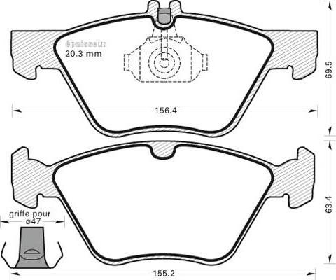 Chrysler K05139218AB - Тормозные колодки, дисковые, комплект unicars.by