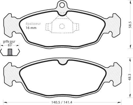 Metzger 039300 - Тормозные колодки, дисковые, комплект unicars.by