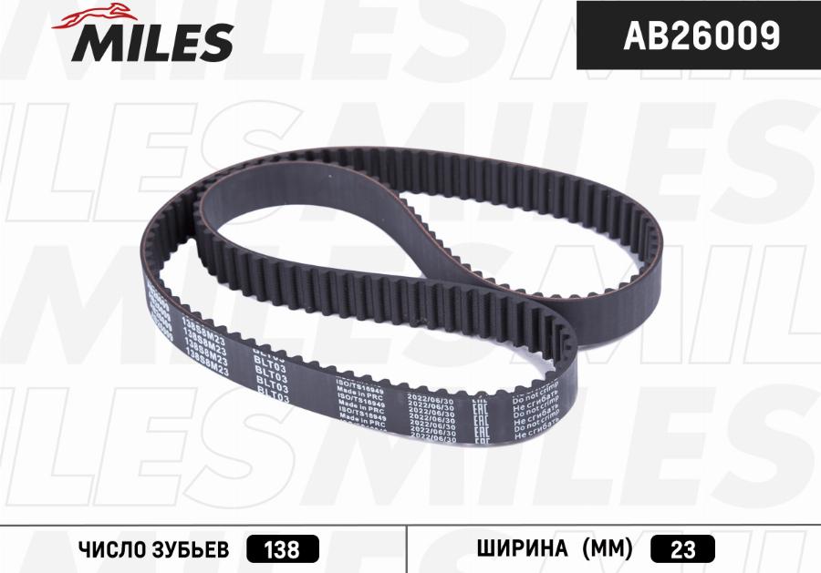 Miles AB26009 - Зубчатый ремень ГРМ unicars.by