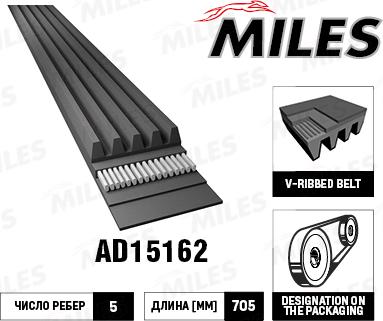 Miles AD15162 - Поликлиновой ремень unicars.by