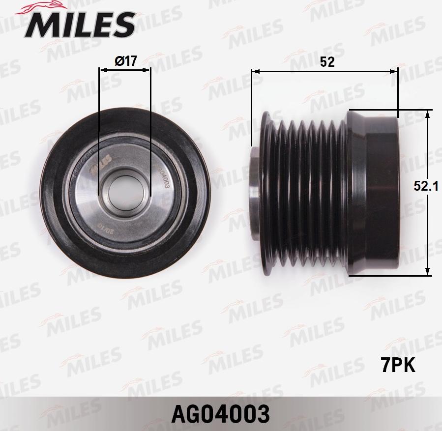 Miles AG04003 - Шкив генератора, муфта unicars.by