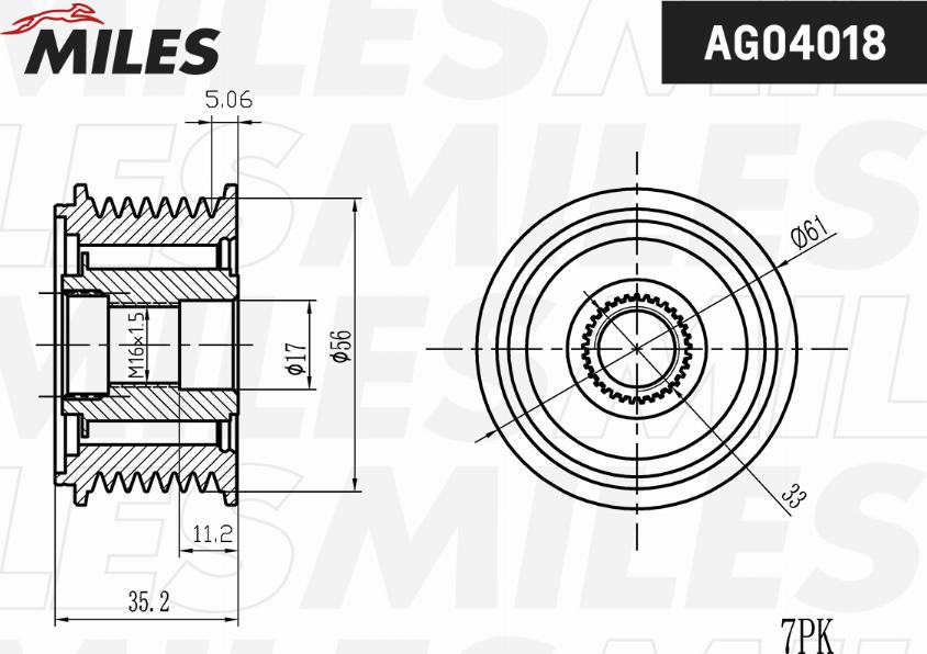 Miles AG04018 - Шкив генератора, муфта unicars.by