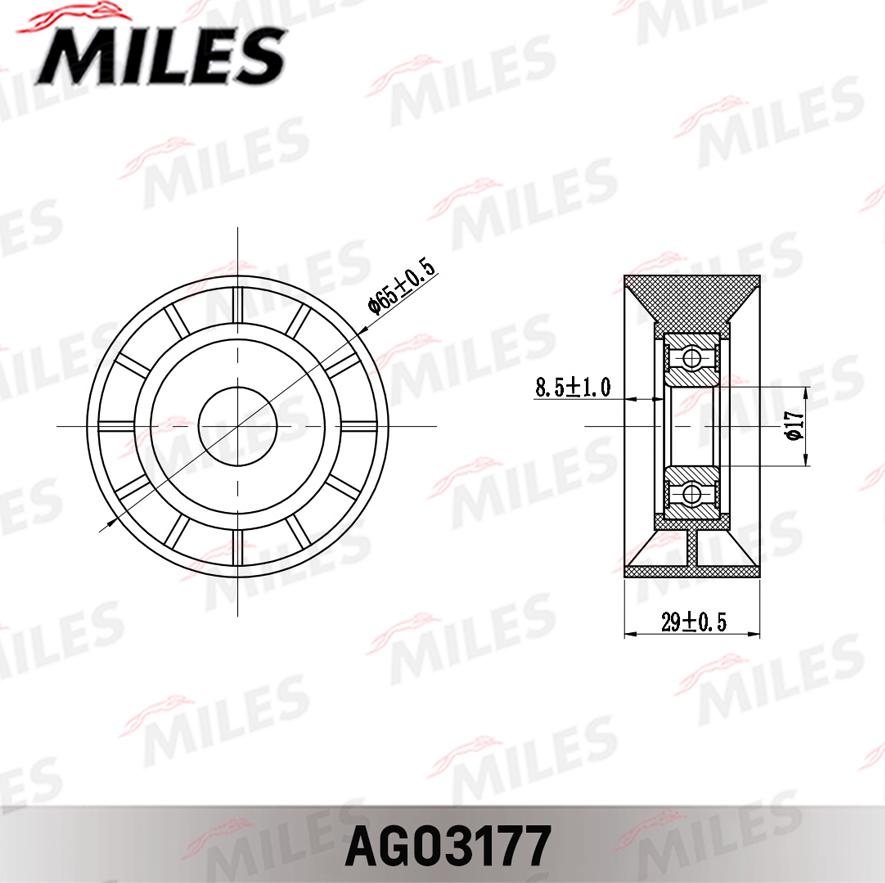 Miles AG03177 - Натяжитель, поликлиновый ремень unicars.by