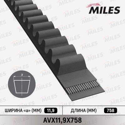 Miles AVX11,9X758 - Клиновой ремень, поперечные рёбра unicars.by