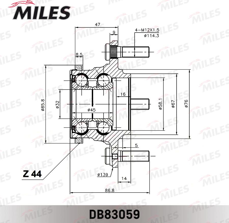 Miles DB83059 - Комплект подшипника ступицы колеса unicars.by