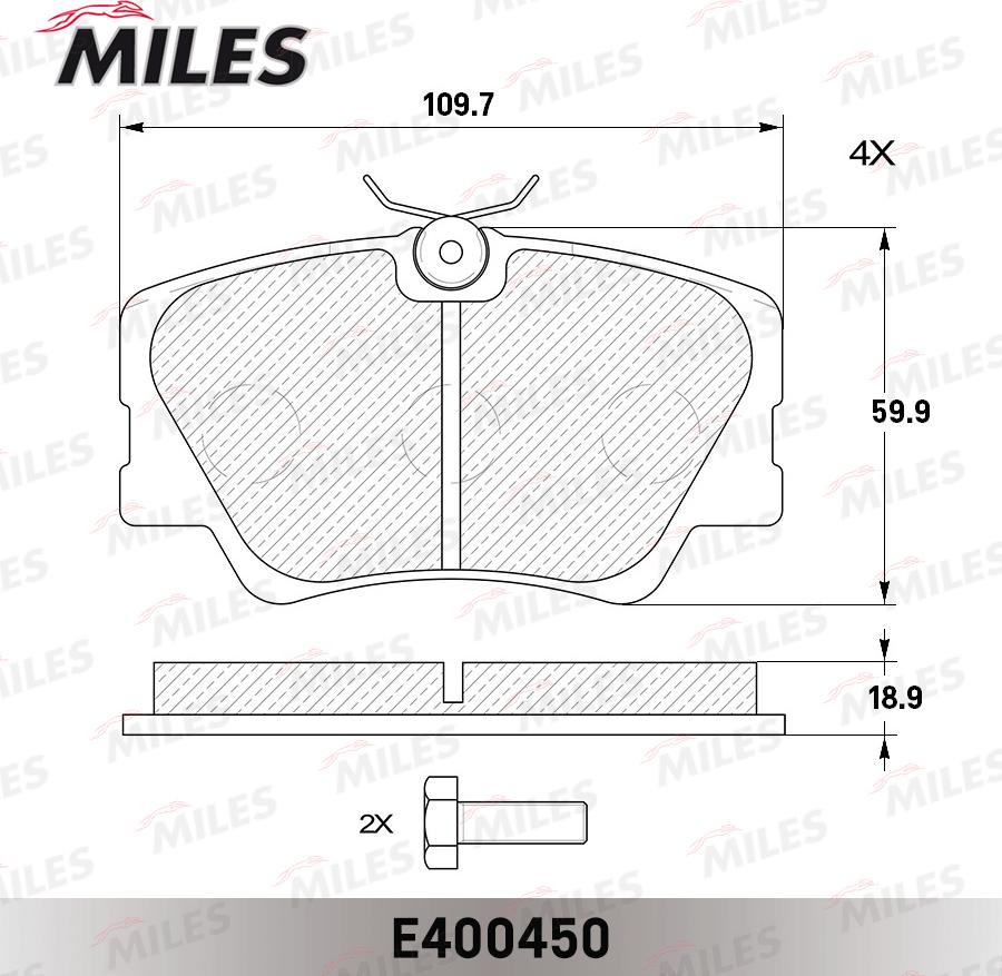 Miles E400450 - Тормозные колодки, дисковые, комплект unicars.by