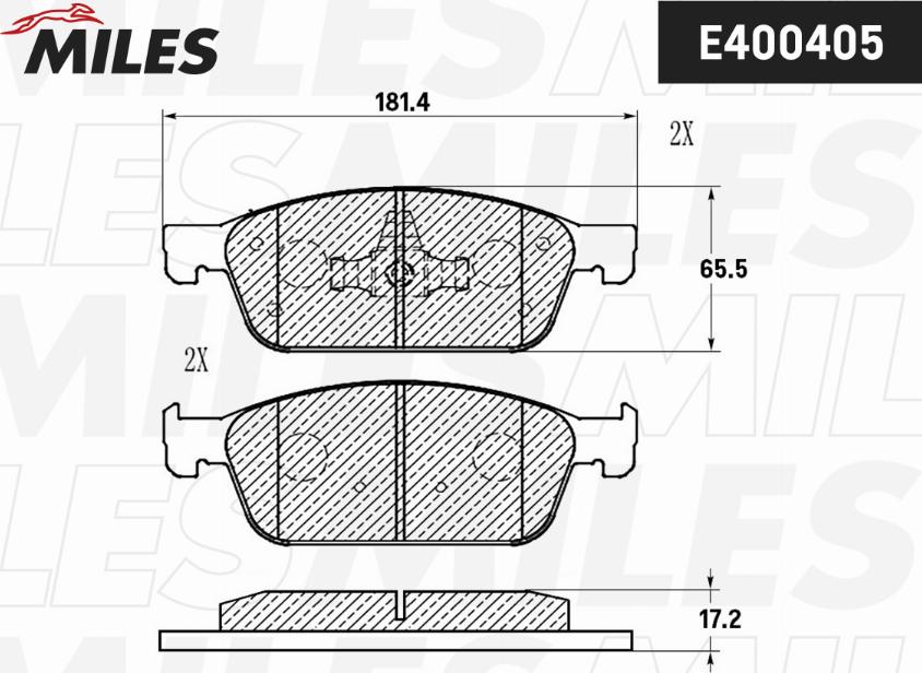 Miles E400405 - Тормозные колодки, дисковые, комплект unicars.by