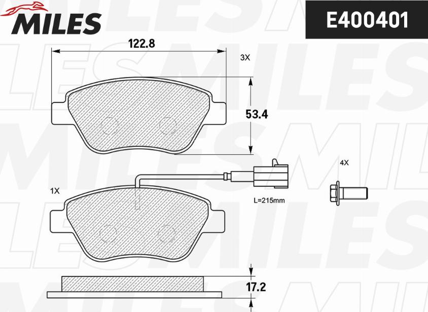 Miles E400401 - Тормозные колодки, дисковые, комплект unicars.by