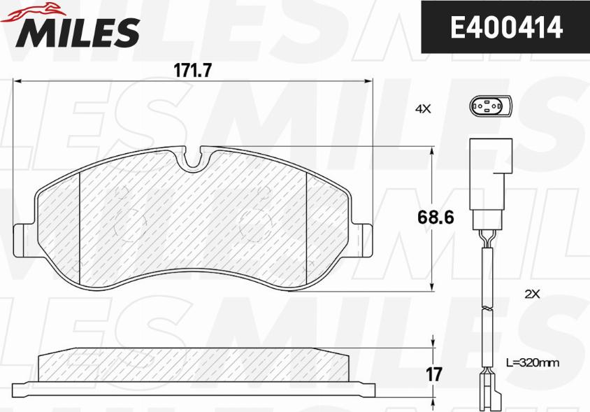 Miles E400414 - Тормозные колодки, дисковые, комплект unicars.by