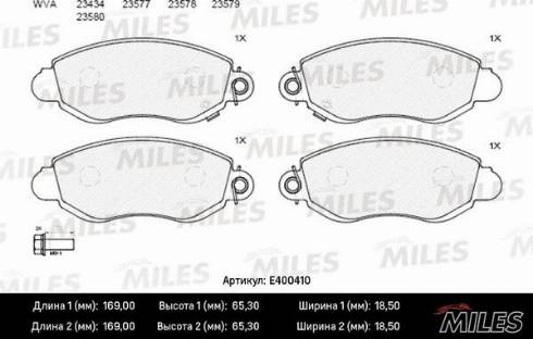 Miles E400410 - Тормозные колодки, дисковые, комплект unicars.by