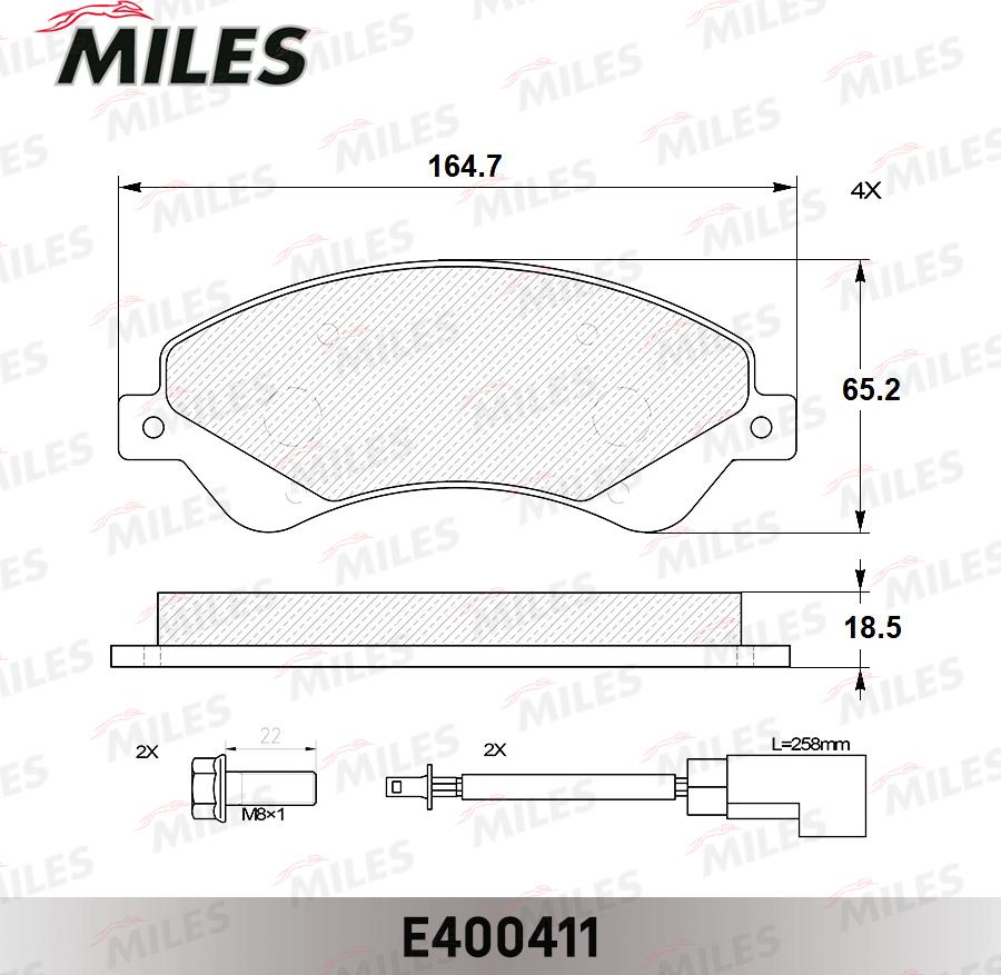 Miles E400411 - Тормозные колодки, дисковые, комплект unicars.by