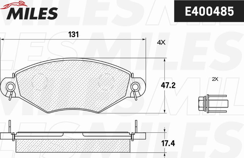 Miles E400485 - Тормозные колодки, дисковые, комплект unicars.by