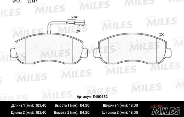 Miles E400482 - Тормозные колодки, дисковые, комплект unicars.by